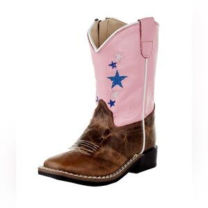 Old West Toddlers Cactus Brown Punk Star Boot